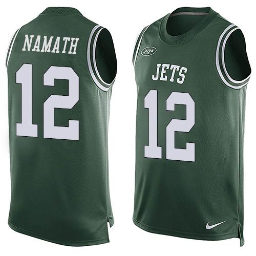 Nike Jets #12 Joe Namath Green Team Color Men's Stitched NFL Limited Tank Top Jersey - Click Image to Close